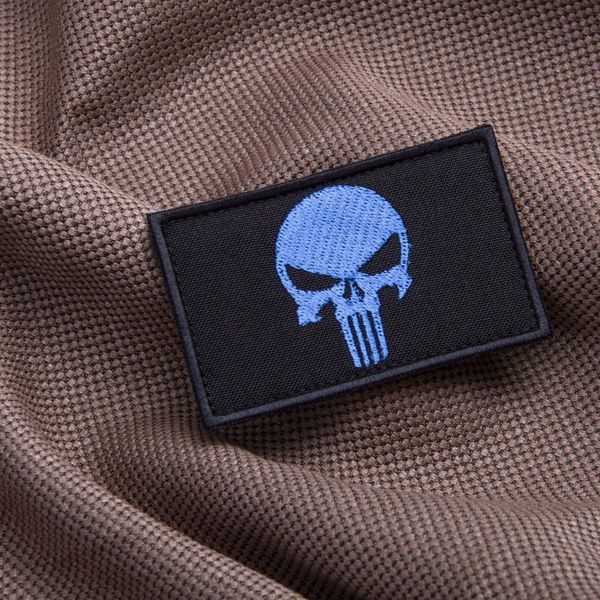 Набір шевронів 2 шт. з липучкою PUNISHER Череп Каратель синій, вишитий патч 5х8 см 800029918 фото