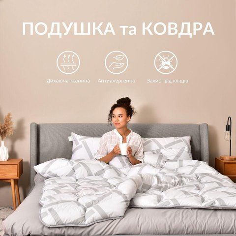 Набор подушка 50х70 см и полуторное одеяло 140х210 см Elegantly IDEIA, аналог лебяжьего пуха 8-35564 фото