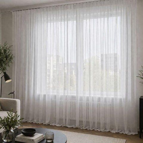 Ткань тюль вуаль шелк 320 см, 50 г/м2 IDEIA лёгкая прозрачная тюль для штор и декора, с эффектом персика 04-21001*001 фото
