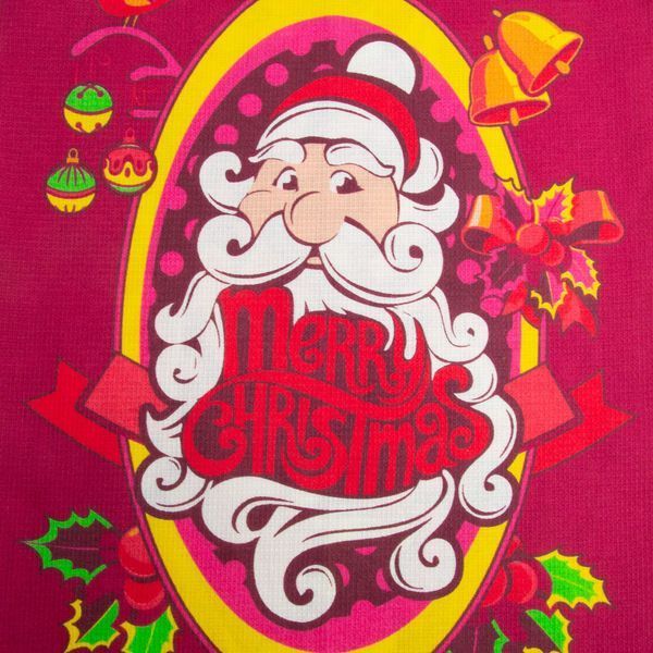 Ткань полотенечная вафельная Merry Christmas, 150 см, 160 гр/м2, вишневая 128023 фото