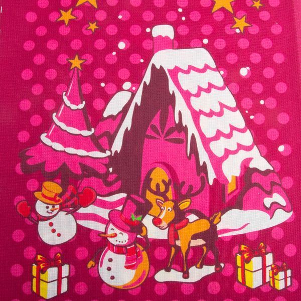 Ткань полотенечная вафельная Merry Christmas, 150 см, 160 гр/м2, вишневая 128023 фото