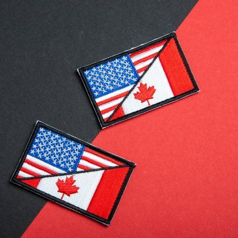 Набір шевронів 2 шт з липучкою Прапор США і Канади 5х8 см, вишитий патч нашивка 800029863 фото