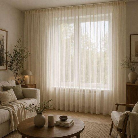 Ткань тюль вуаль шелк 320 см, 50 г/м2 IDEIA лёгкая прозрачная тюль для штор и декора, с эффектом персика 04-21001*002 фото