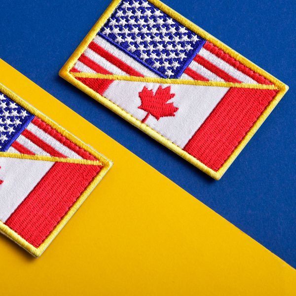 Набір шевронів 2 шт з липучкою Прапор США і Канади 5х8 см, вишитий патч нашивка 800029863 фото