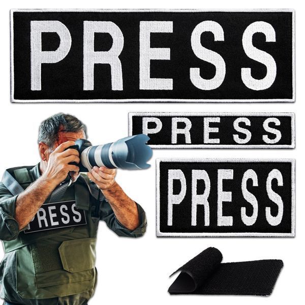 Набор шевронов 3 шт на липучке для журналистов Пресса Press 8х25, 2,5х11,5 та 5х9 см 800029772 фото