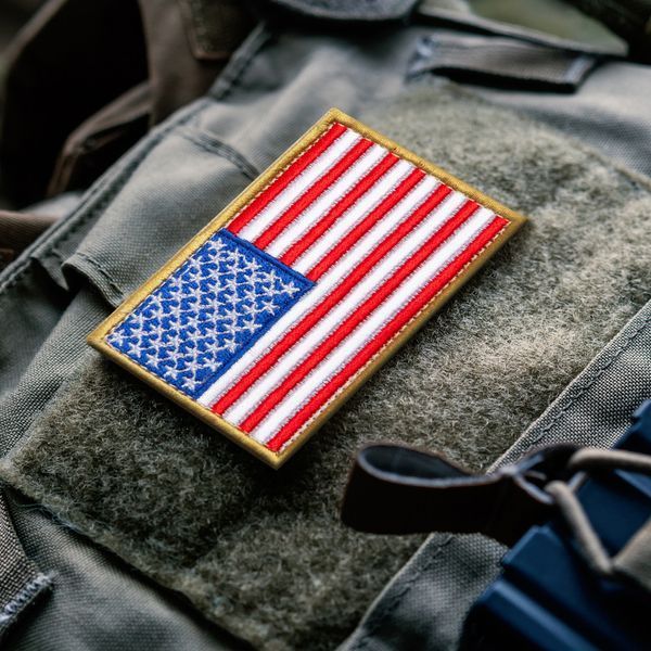 Набір шевронів 2 шт на липучці Прапор США, вишитий патч нашивка 5х8 см 800029838 фото